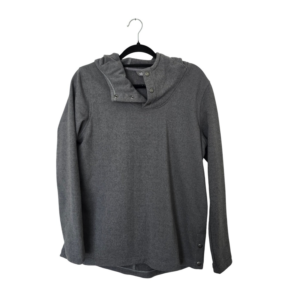 The North Face Fleece Hoodie Women Large Gray Snap Neck Pullover Textured